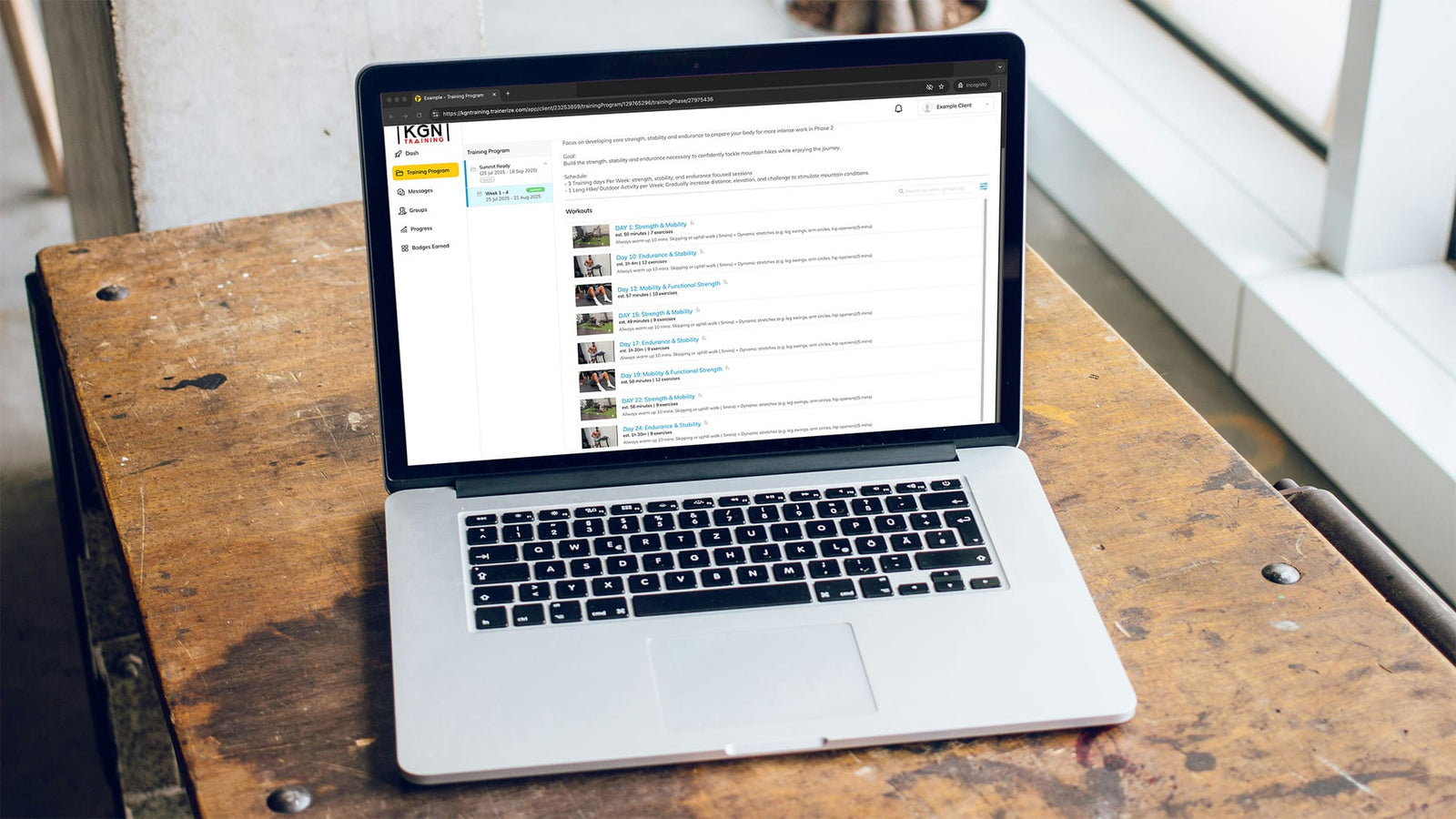 Example of The Summit Ready Training App